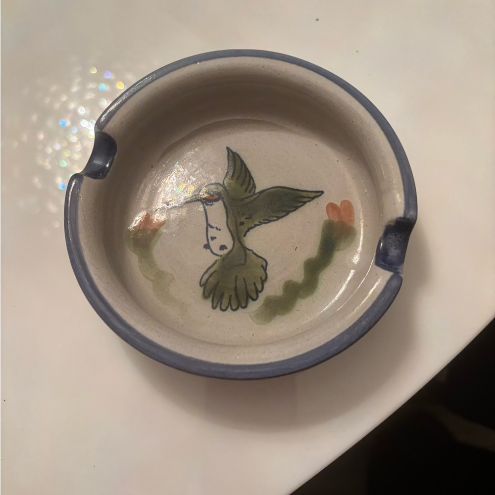 Louisville Stoneware Pottery Hummingbird Ashtray Trinket Dish - Picture 1 of 3